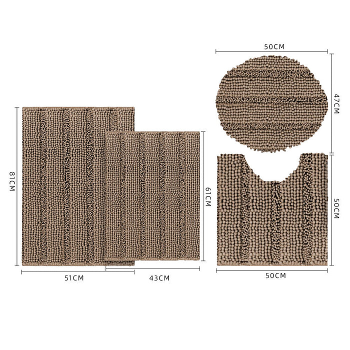 Feblilac Coarse and Fine Yarns Solid Chenille Non-Slip Microfiber Shag Bathroom Rug Mat