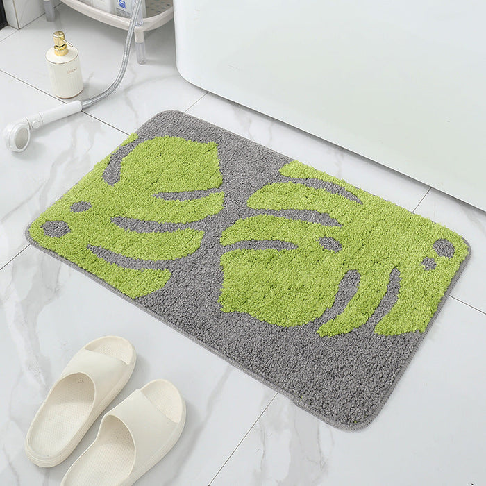 Feblilac Colorful Banana Leaves Tufted Bath Mat