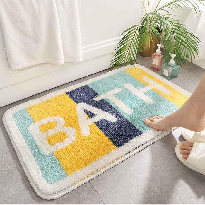 Feblilac Blue and Yellow Stripe Bath Mat