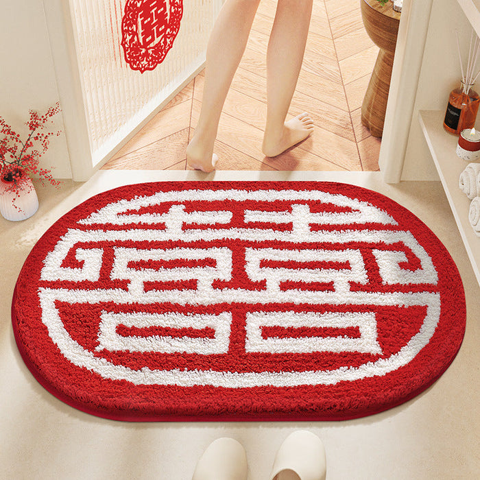 Feblilac Red Festive Love Tufted Bath Mat