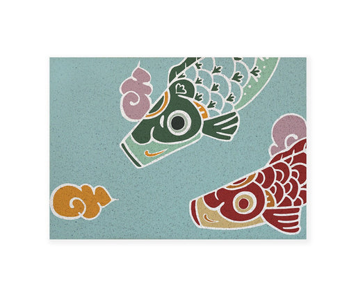 Feblilac Cute Japanese Koi PVC Coil Door Mat