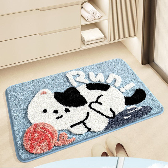 Feblilac Cartoon Animal Tufted Bath Mat