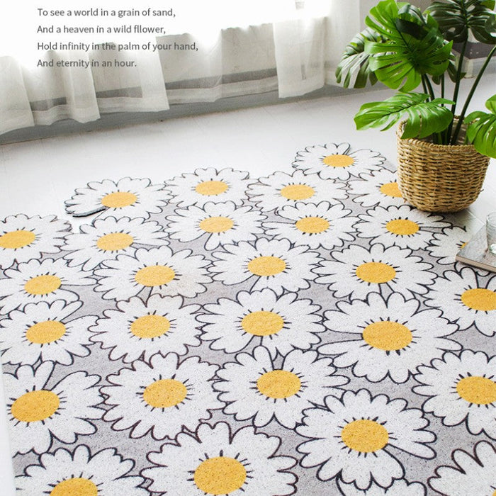 Feblilac White Daisy PVC Coil Door Mat