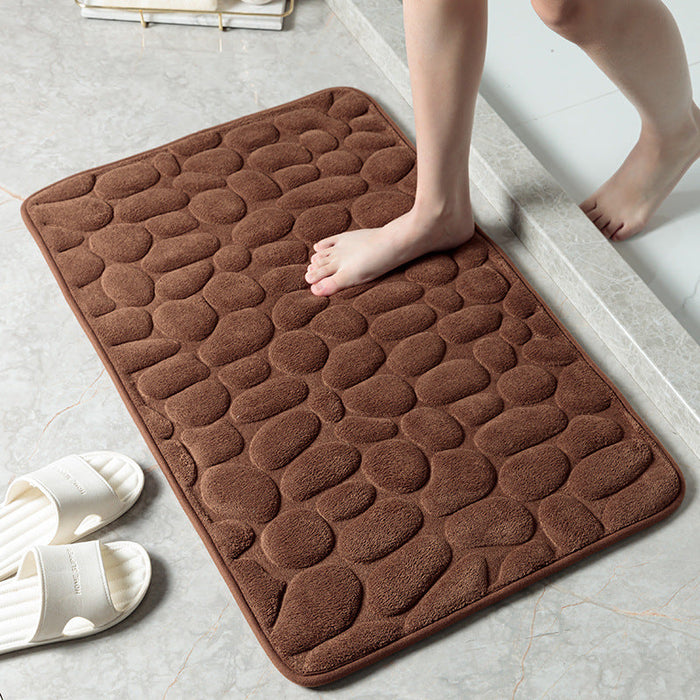 Feblilac Solid Cobblestone Coral Fleece Bathmat