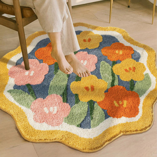 Feblilac Red Yellow Pink Flower Garden Area Mat