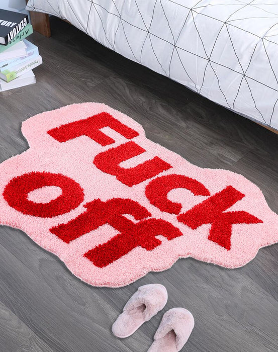 Pink FUCK OFF Mat for Bedroom Living Room Bedroom, Lovely Area Rug