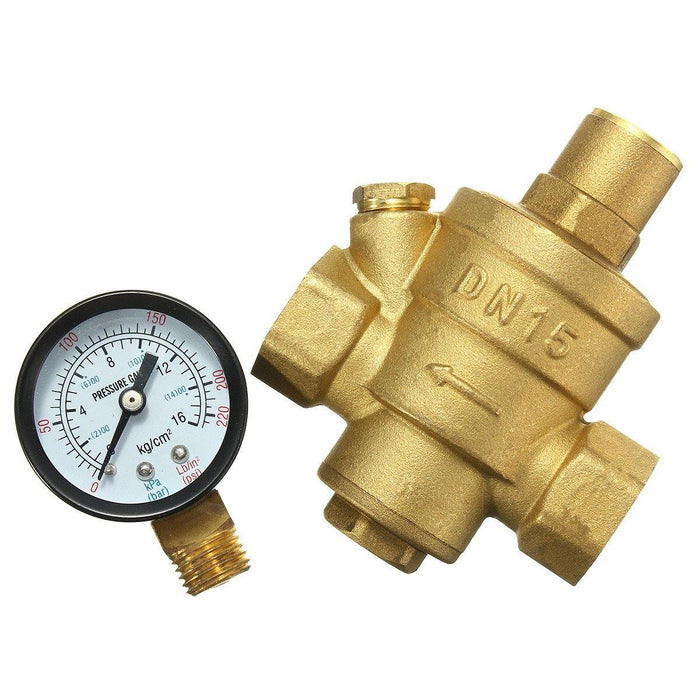 Adjustable DN15 Bspp Brass Water Pressure Reducing Valve with Gauge Flow