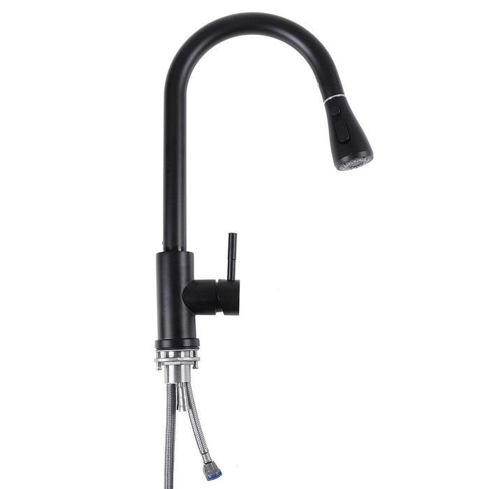 Kitchen Stainless Steel Pull-Out Faucet Tap Mixer Spout Finish Brushed Swivel Spray