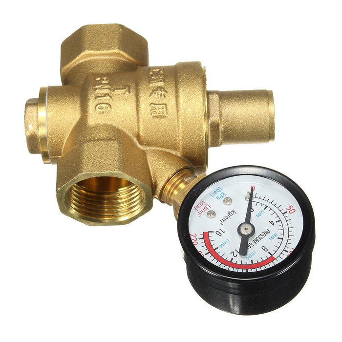 DN20 NPT 3/4" Adjustable Brass Water Pressure Regulator Reducer with Gauge Meter