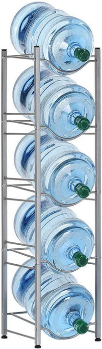 5-Tier Water Jug Rack, 5 Gallon Detachable Water Bottle Holder for Kitchen, Office, Home, Silver