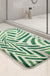 Feblilac Abstract Green Lines Bath Mat, Modern Leaves Art Rug for Bathroom