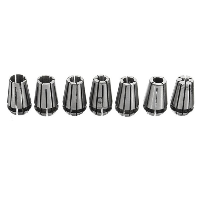 Drillpro 7Pcs ER11 1-7mm Spring Collets with ER11A 5mm Motor Shaft Holder Extension Rod