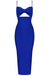 Fashion Waist Hollow Design New Sexy Solid Color V-Neck Halter Celebrity Party Club Bandage Long Dress