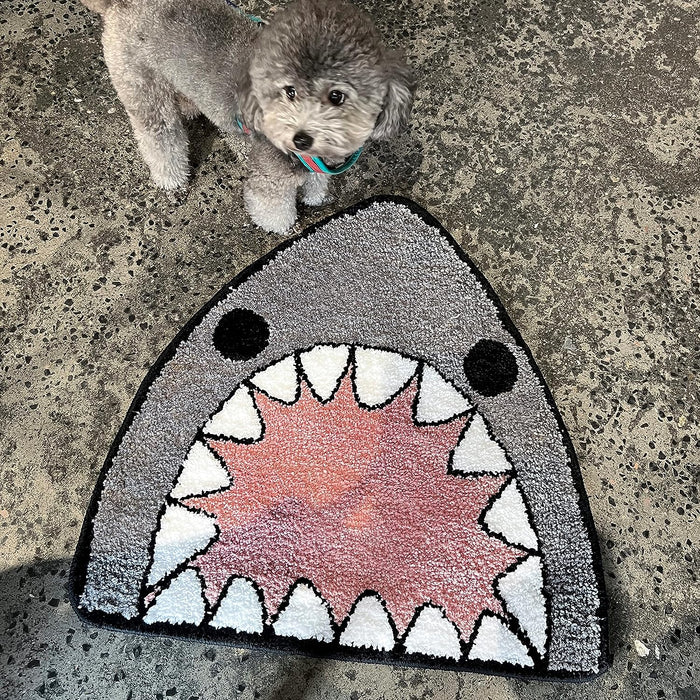 Feblilac Cute Shark Tufted Bath Mat