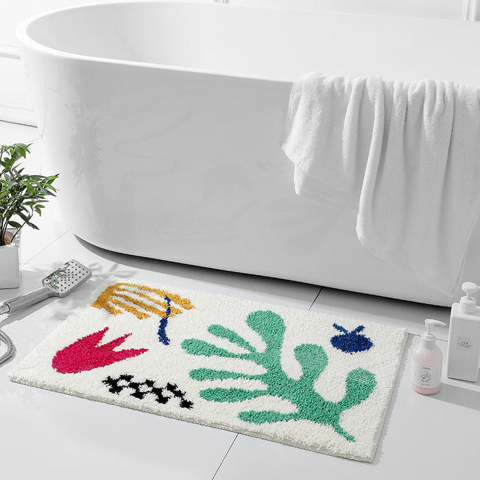 Feblilac Cute Leave Flower Bath Mat