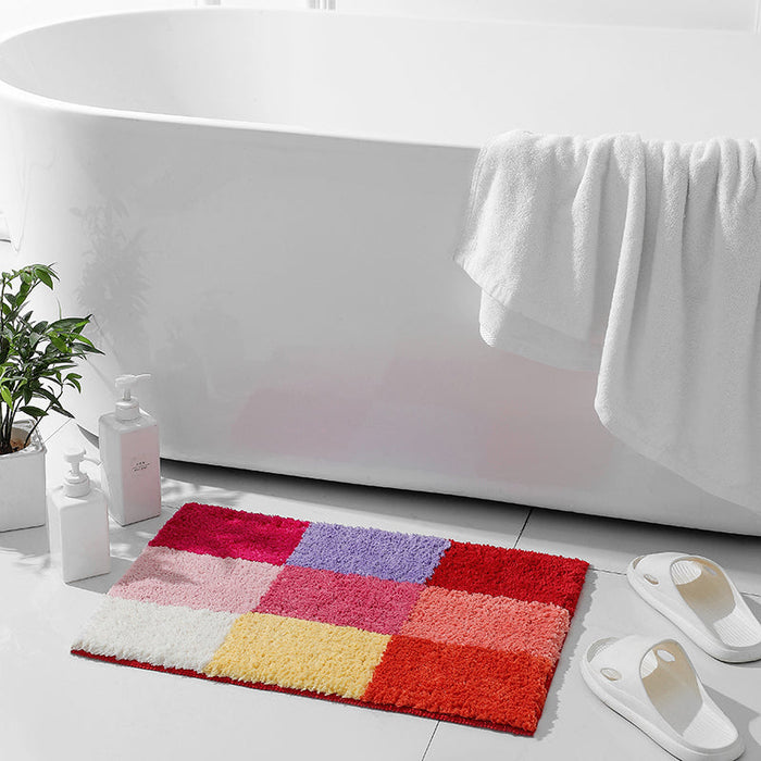 Blue/Red/Green Checkerboard Bath Mat