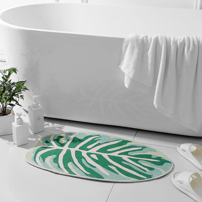 Feblilac Green Leaves Soft Bath Mat 45x75cm