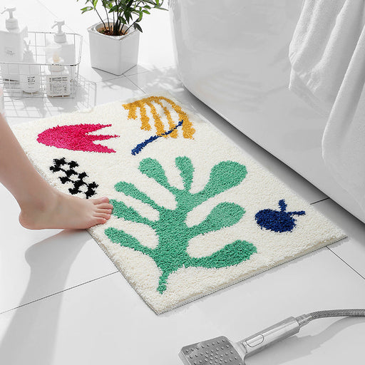 Feblilac Cute Leave Flower Bath Mat