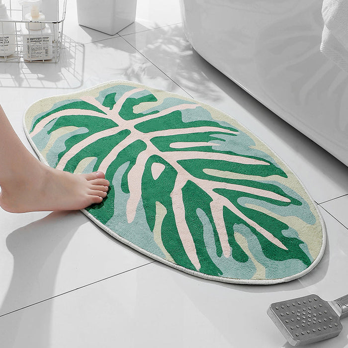 Feblilac Green Leaves Soft Bath Mat 45x75cm