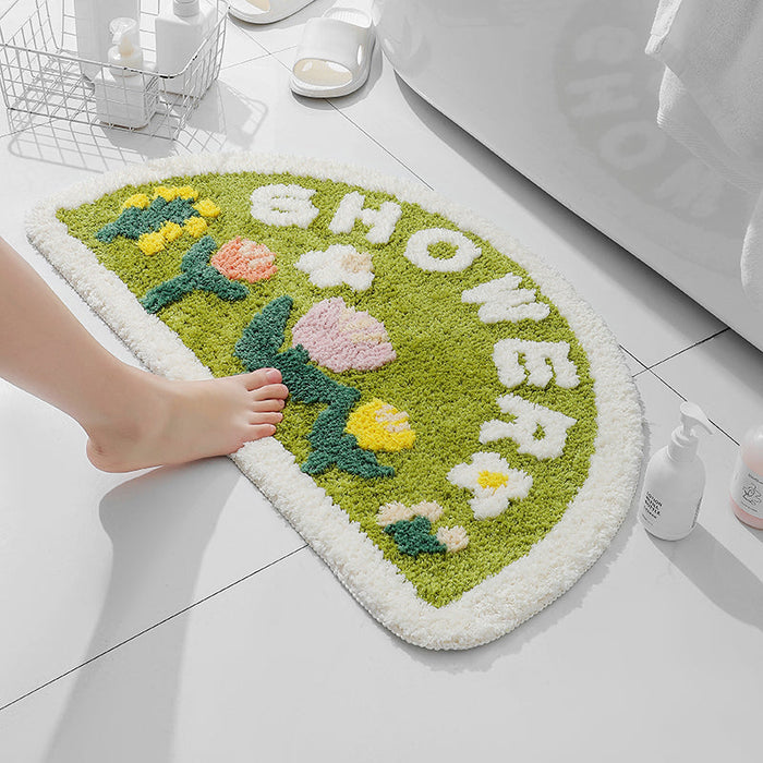 Lovely Country Style Flowers Semicircle Bath Mat 50x80cm, 19.7"x31.5" Clearance Sale