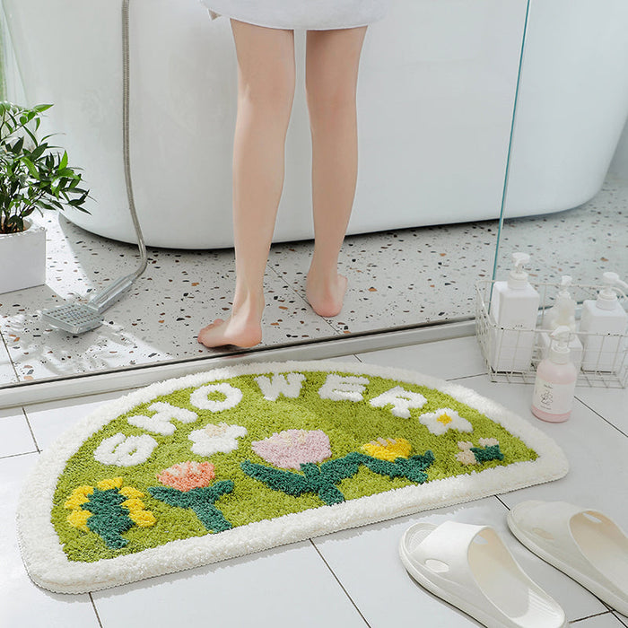 Lovely Country Style Flowers Semicircle Bath Mat 50x80cm, 19.7"x31.5" Clearance Sale