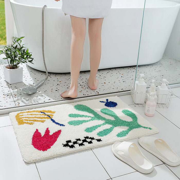 Feblilac Cute Leave Flower Bath Mat