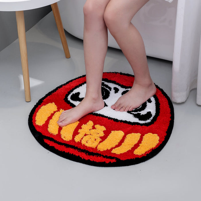 Japanese Red Daruma Bathroom Mat 60x60cm, 23.6"x23.6" Clearance Sale