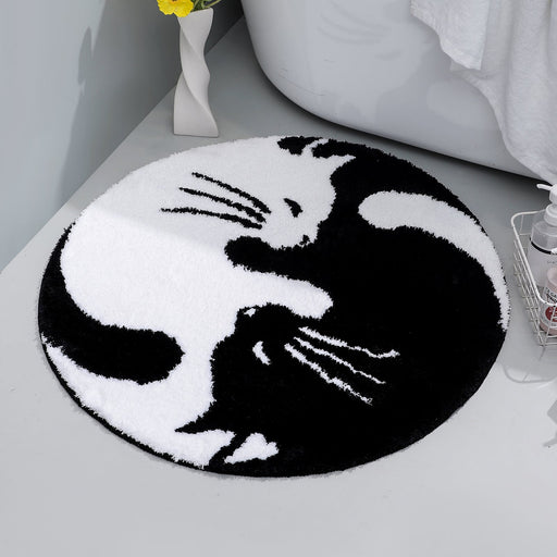 Cute Black and White Cats Bath Mat 31"x31", 80cmx80cm