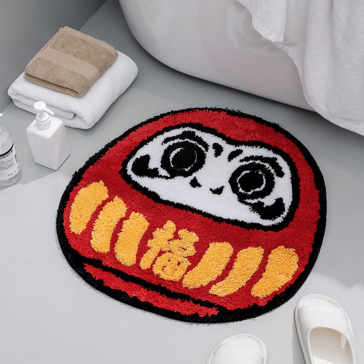 Japanese Red Daruma Bathroom Mat 60x60cm, 23.6"x23.6" Clearance Sale