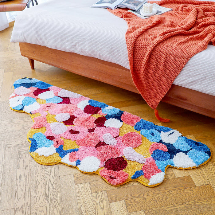 Pink Blue Moss Leaves Runner for Bedroom 25"x63", 65x160cm