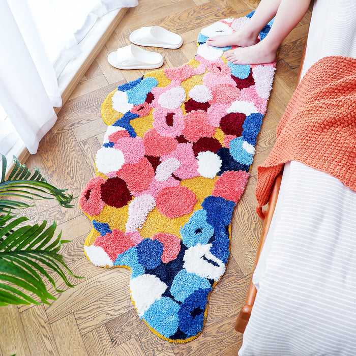 Pink Blue Moss Leaves Runner for Bedroom 25"x63", 65x160cm