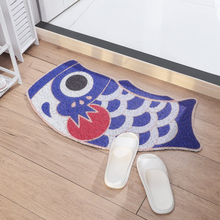 Blue Koi Fish PVC Entrance Door Mat