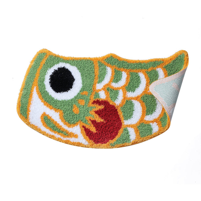 Feblilac Cute Green Koi Fish Bath Mat