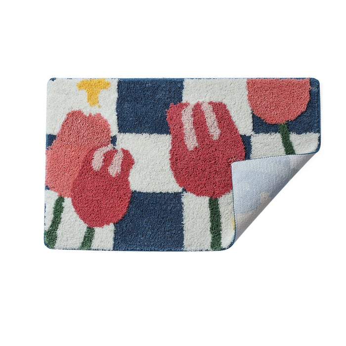 Checkerboard Tulip Bathroom Mat 50x80cm,19"x31"