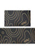 Feblilac Abstract Hills Black and Golden Line Pattern PVC Leather Kitchen Mat