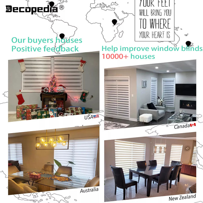 Decopedia Custom Made Zebra Blinds for Windows Motorized Roller Blinds Blackout Day and Night Window Blinds for Sliding Door