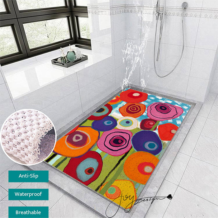 Colorful Flower Garden PVC coil Bathtub Mat and Shower Mat @Joy's design