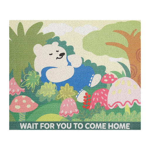 Bear and Mushroom Cartoon Door Mat