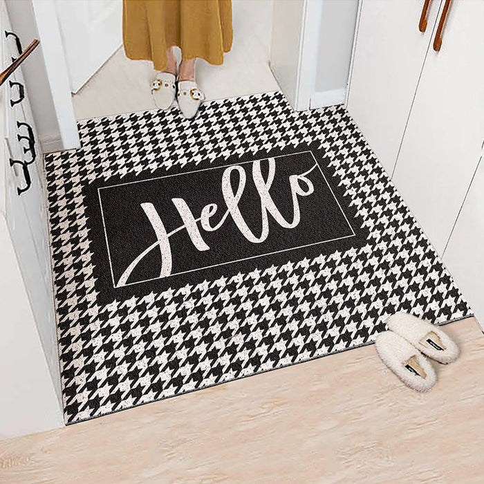 Black and White Hello Entrance Door Mat