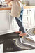 Feblilac Black Grey and Golden Wave Flow Line Pattern PVC Leather Kitchen Mat