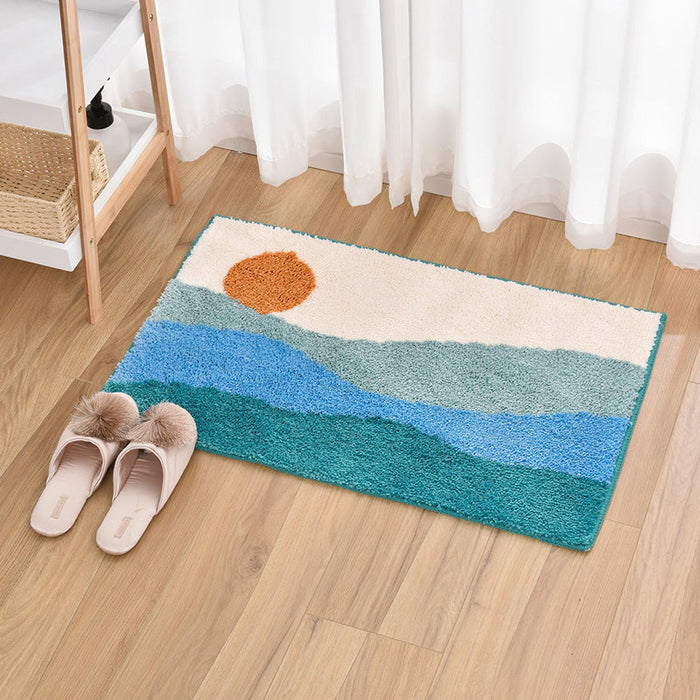 Blue Ocean Wave Bath Mat