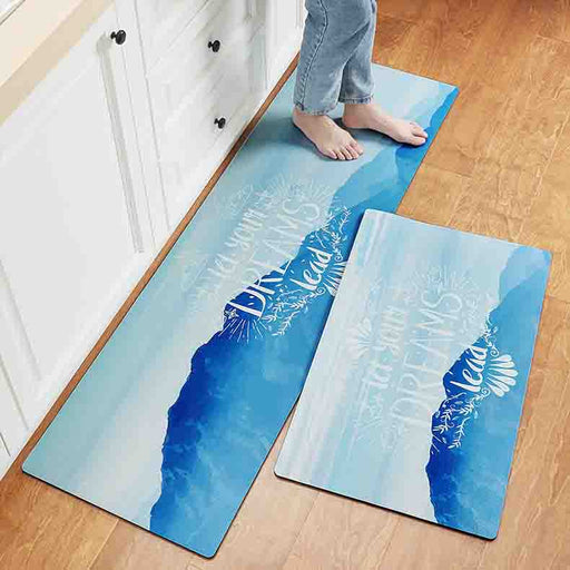 Feblilac Blue Mountain PVC Leather Kitchen Mat