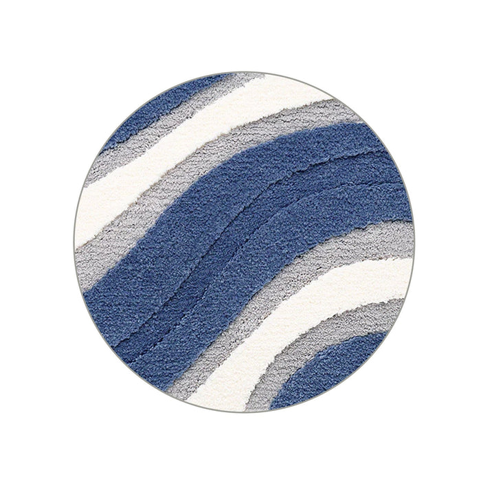 Feblilac Abstract Grey White Blue Wave Bath Mat