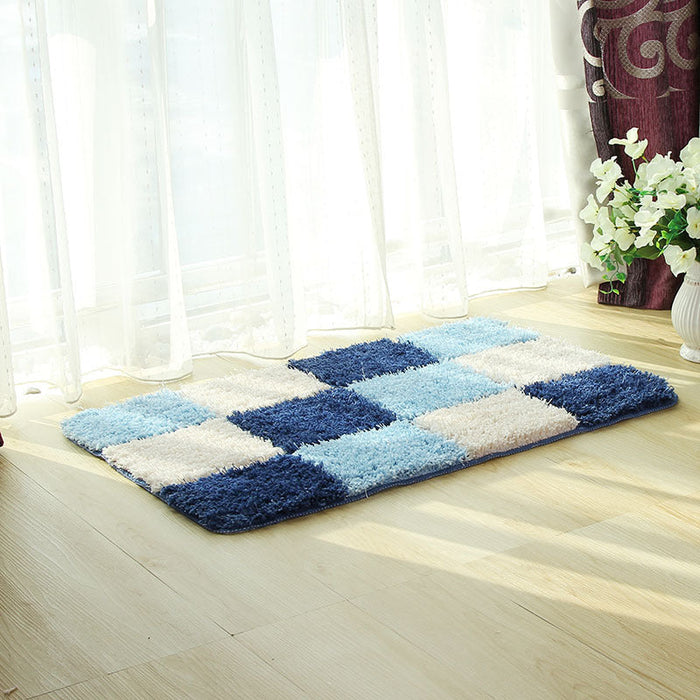 Feblilac Blue/Black/Green/Red/Brown/Purple and White Checkerboard Pattern Ultra Soft Bathroom Rug