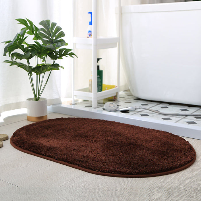 Feblilac Semicircle Solid Beige Tufted Bath Mat