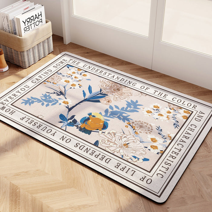 Colorful Bird and Floral Soft Diatomaceous Earth Mat