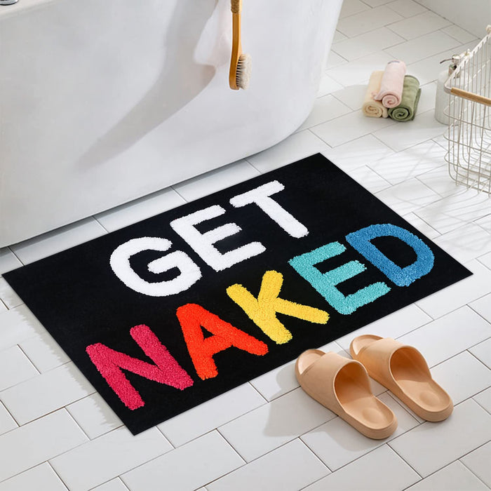 Feblilac Colorful Get Naked Black Ground Bathroom Mat 50x80cm