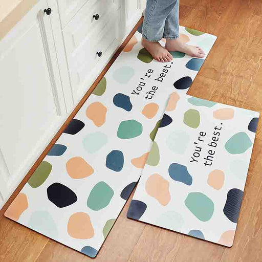 Feblilac Colorful Stones PVC Leather Kitchen Mat