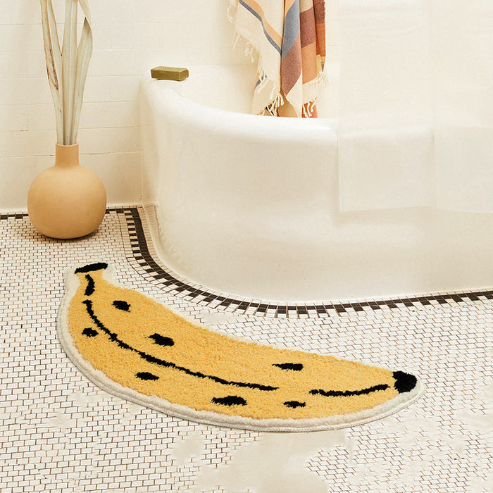 Cute Banana Bath Mat, Irregular Fruit Bathroom Rug, Tufting Mat for Bathroom