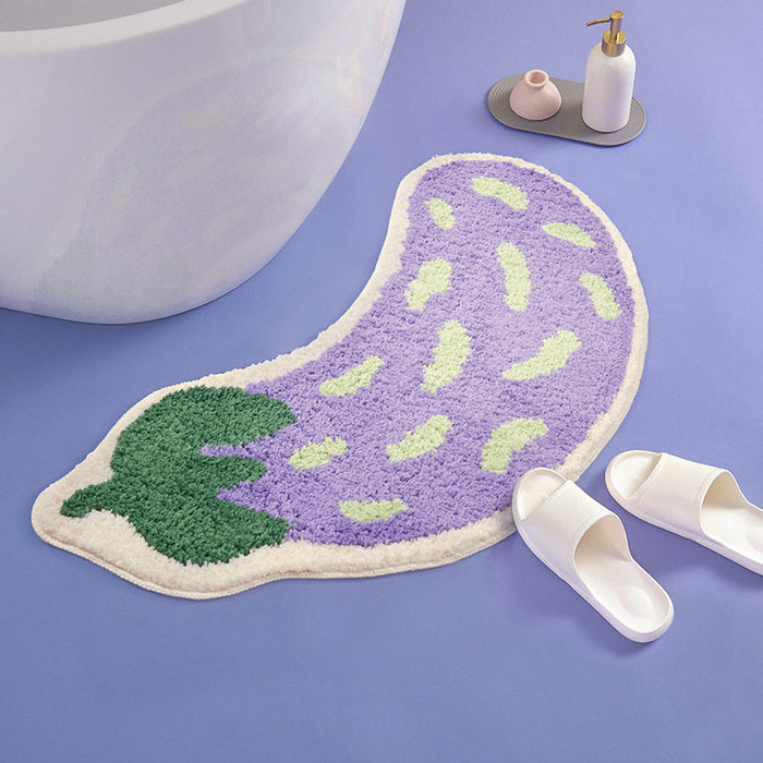 Cute Eggplant Bath Mat, Funny Purple Bathroom Rug